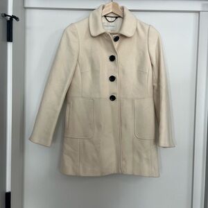 Banana Republic Cream Pea Coat Mid-Length Wool Blend